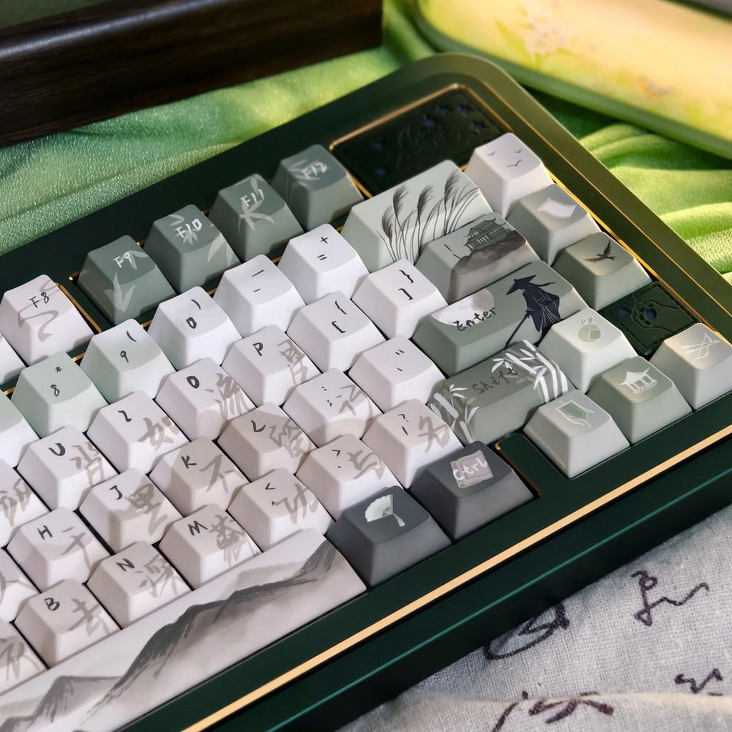 MAIMOOO Xiake Xing Tastenkappe Grün Chinesischer Stil Kalligraphie Aula F75/F99 Ajazz Mechanische Tastatur Angepasste Tastenkappe