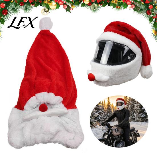 Festive Helmet Cover Christmas Santa Motorcycle Cover, Plush Claus Hat Xmas for Decoration, Holiday Accessories Men Cycling Decoration