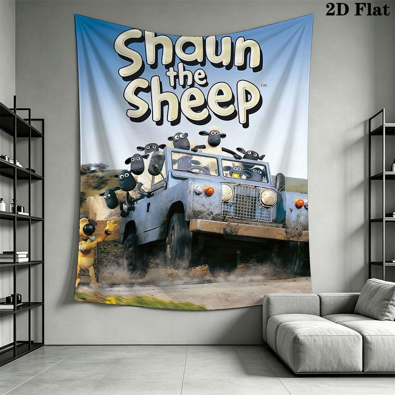 Shaun the Sheep Wall Hanging Printed Fabric Blanket Decorative Tapestries for Bedroom Living Room Home Decor