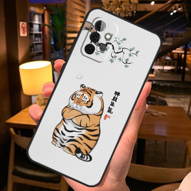 Cartoon Fat Tiger Case For Samsung Galaxy A54 A34 A14 A52 A32 A12 A13 A33 A53 A15 A16 A36 A56 A26 A06 A35 A55