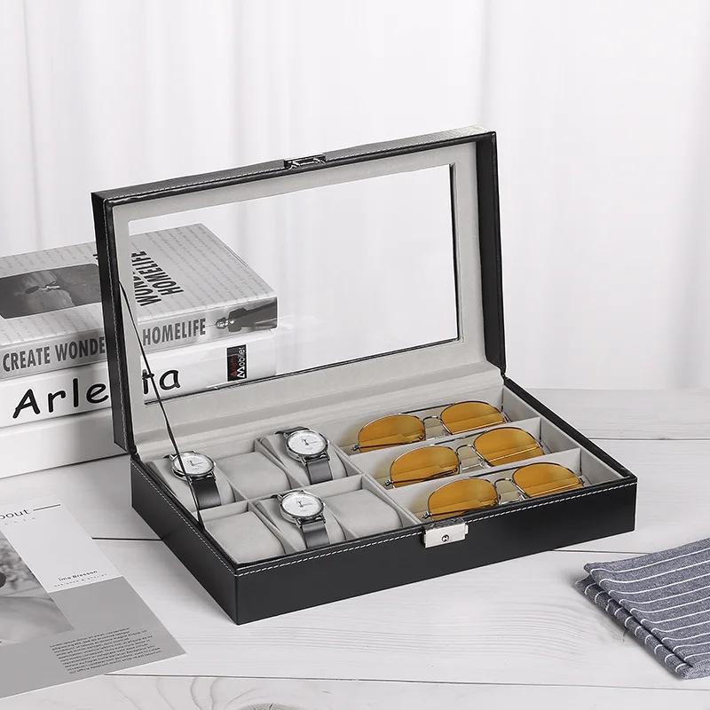 1pc 22.5x10.5x11.58cm Hot Selling Carbon Fiber Double Layer Watch Box Jewelry and Watch Storage Box 4 Position Double Watch Box