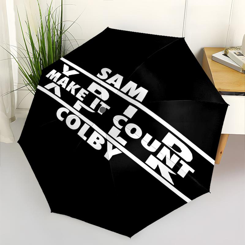 Sam and Colby Print Automatic Umbrella, 8 Rib Iron Frame, Plastic Handle, Suitable for Outdoor Travel &Daily , Ideal Gift