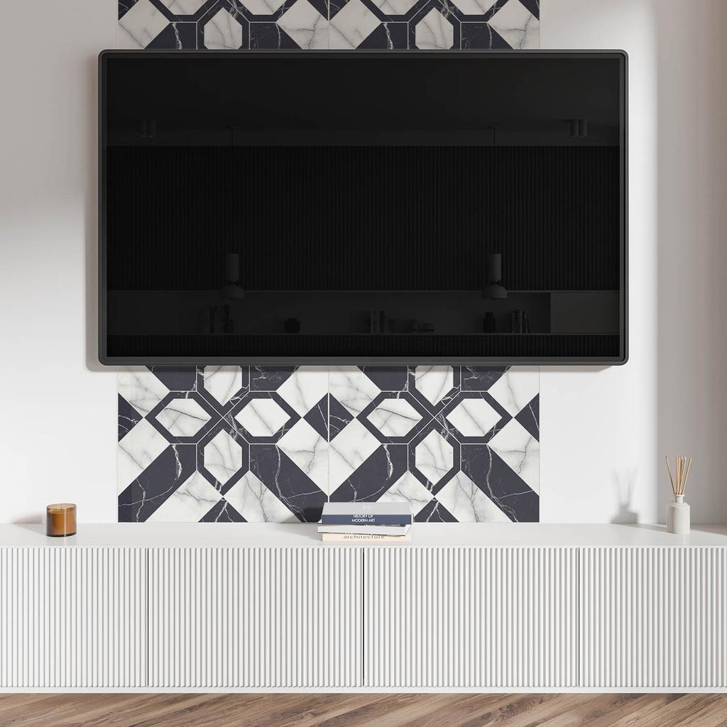 Samoprzylepny Panel Winylowy Z Nadrukiem Do Łazienki 120X60 Cm Geometryczny Wzór Marmurowy