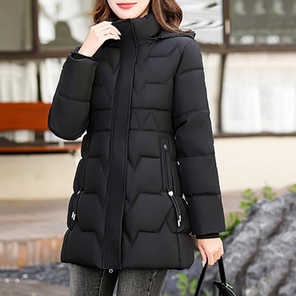 Women's Hooded Coat Ladies Winter Cotton Coat Thickened Warm Jacket
