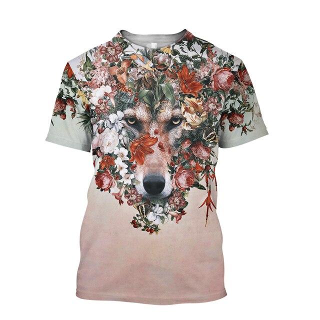 

Футболка с изображением свирепых животных, волка и индейцев, мужская модная одежда, уличная одежда с 3D принтом в стиле Харадзюку, топы, Прямая поставка XXXXL