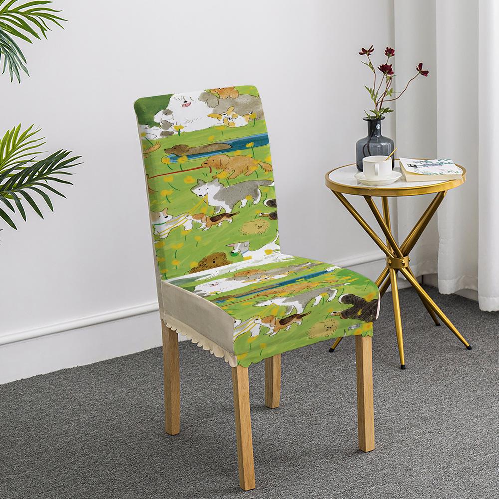 Cartoon Ausflug Welpen Stuhlset Esstischdecke Haushalts Sitzbezug Stuhlkissen Elastisch Niedlich All-inclusive Neues Modell