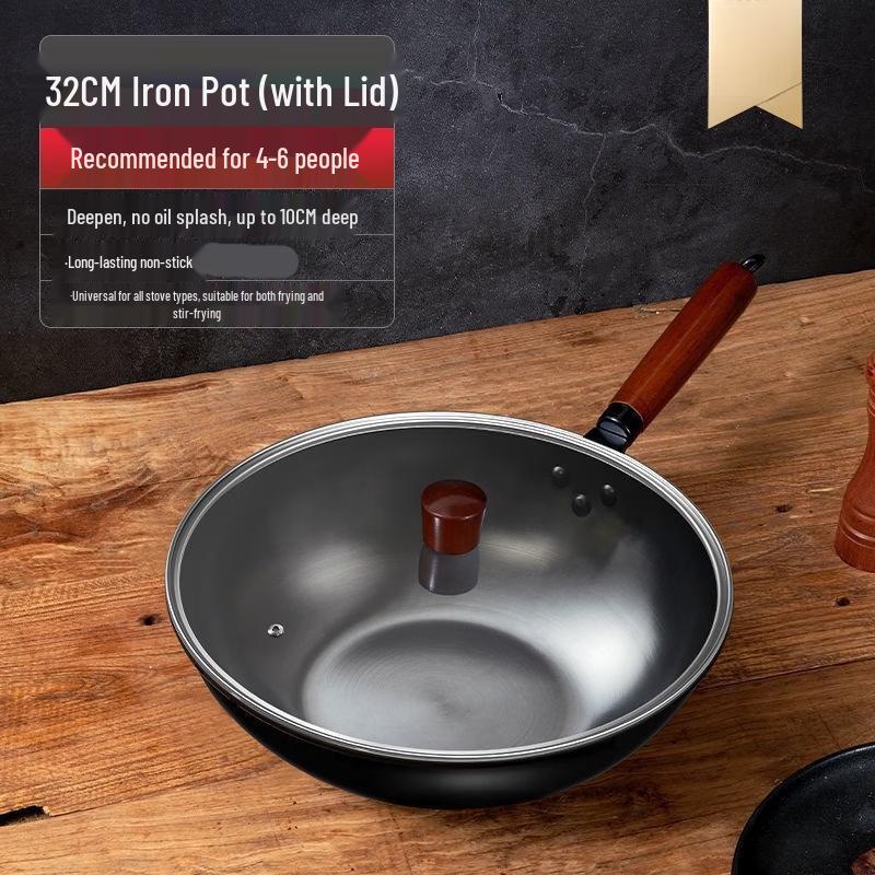 Zhishi 32cm Uncoated Cast Iron Wok