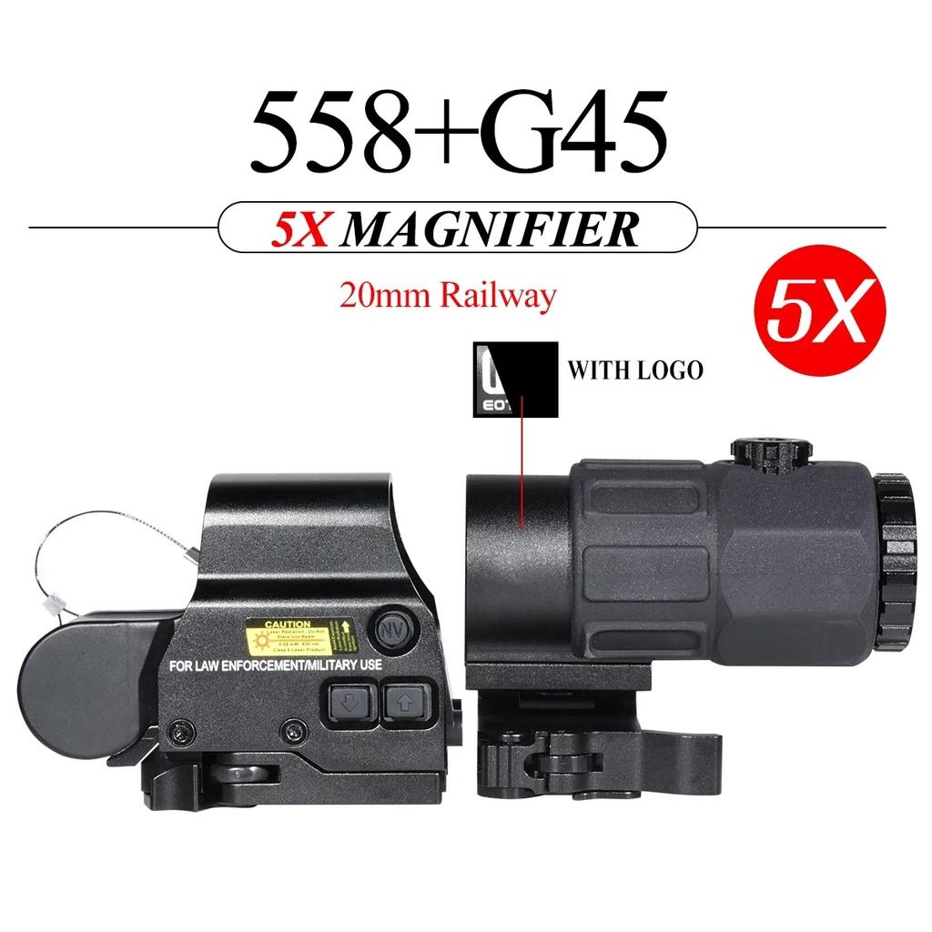 Eot**h 558 G43 Magnifier Holographic Sight Scope Folding Side Flip G45 5X Magnifiers for 558 556 553 Tactical Reflex Riflescope