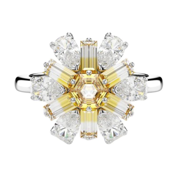 Swarovski Idyllia Logo Rhodium Plated Ring Unisex ring Yellow 5689088 Box (Random Color),50-55