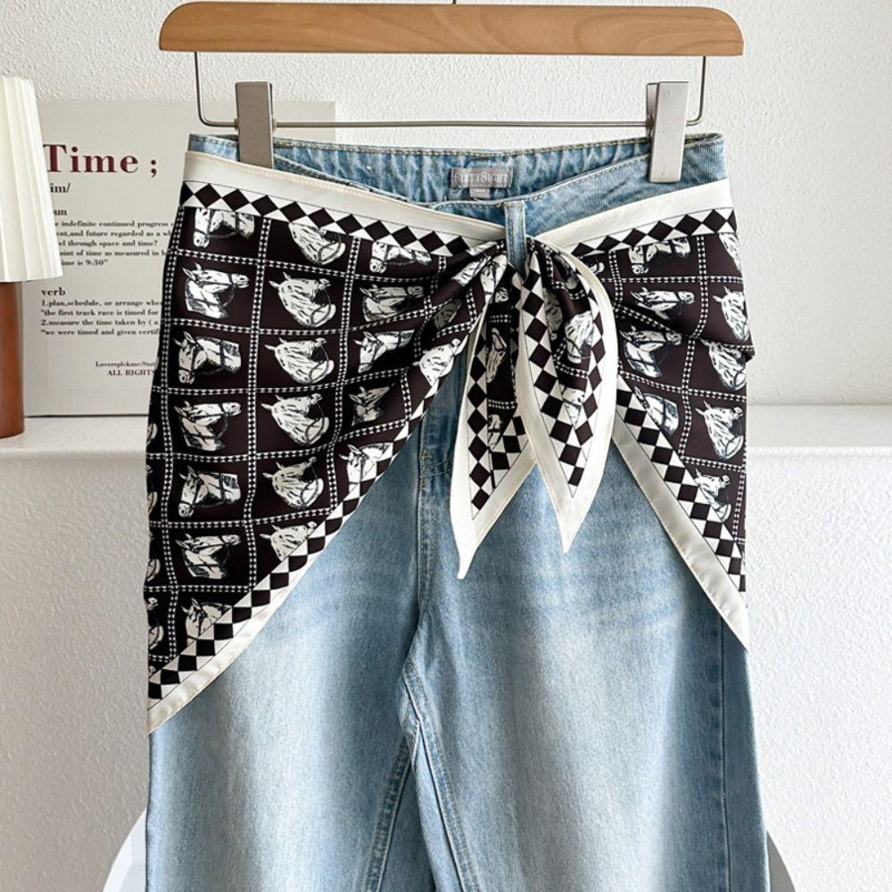Satinseide Schal Ethnischer Stil Literarischer Stil Dreieckiger Taillenschal Gürtel Vielseitiges Accessoire Jeans Taillenaccessoire Taillenaccessoire