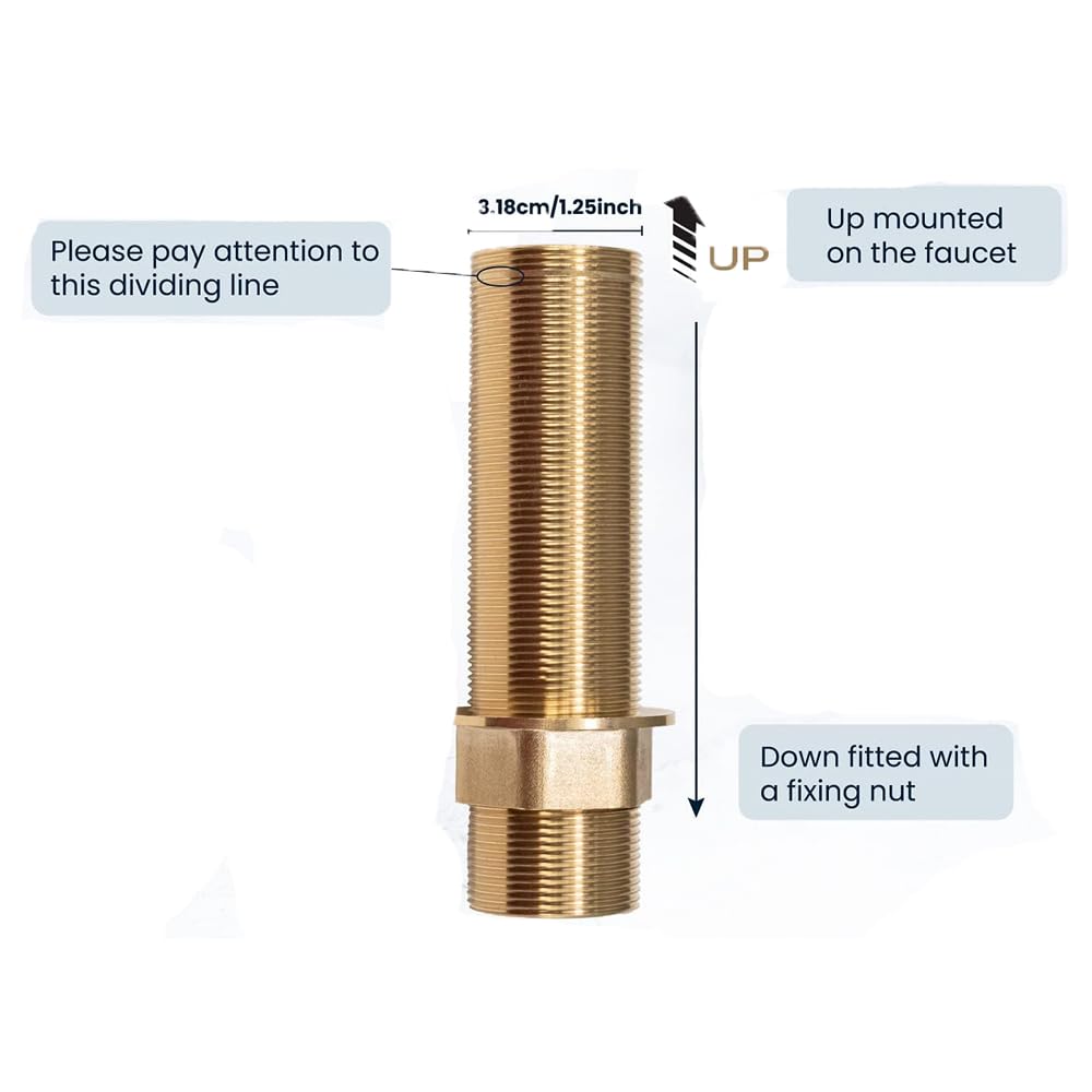 Faucet Nipple with Locking Nut and Washers 6 Inch Extra Length Shank Nuts Faucet Tap Extension Threaded Pipe Mounting Hardware Part 15cm