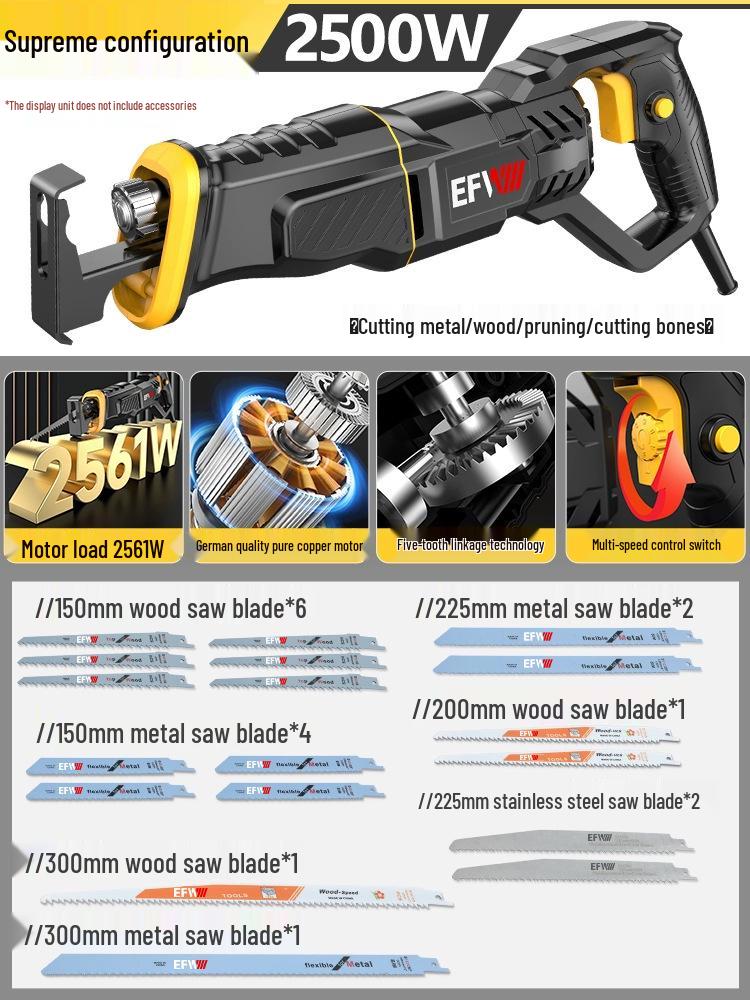 Universal Electric Reciprocating Machete Saw for Wood, Steel, Bone, and Walls