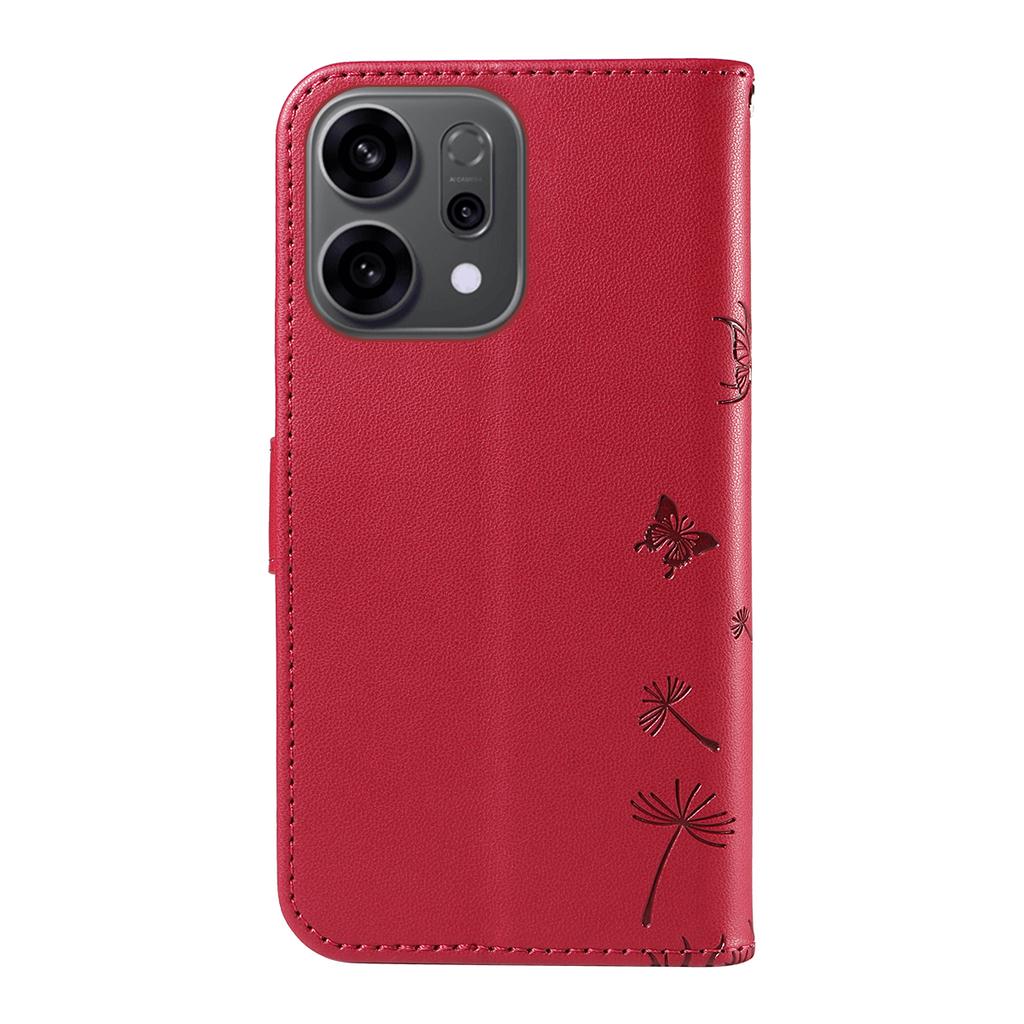 For Oppo Reno14 5G (China)/Oppo Reno14 F 5G/Oppo Reno14 5G (Global) Leather Wallet Case with Strap Dandelion Imprint Phone Stand Cover