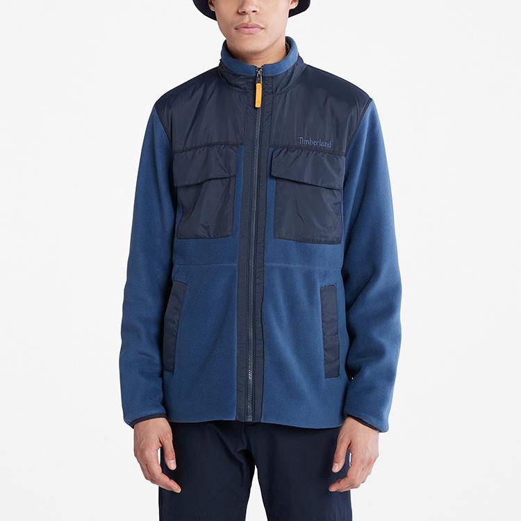 Timberland Casual Color Block Stand Collar Jacket Men Jacket Dark-Sapphire Dark-Denim A69M9-Z02