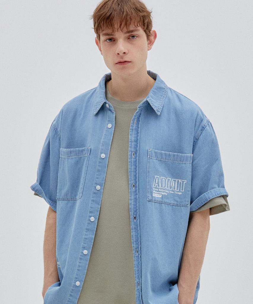 BUNKERBUSTER Admit Short Sleeve Denim Shirt Light Indigo (Mo2Yu313-062)