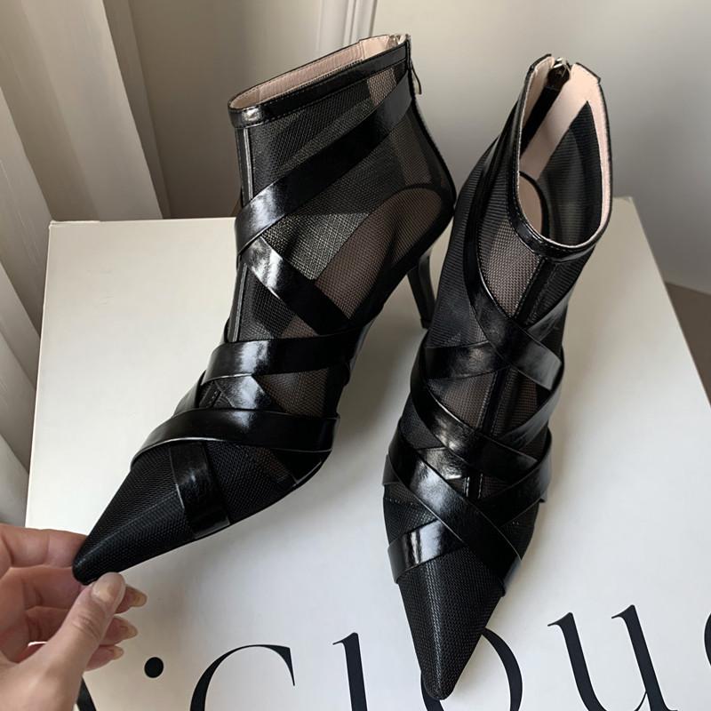 2024 Nové Dámské Boty Pravá Kůže Módní Tenké Podpatky Lodičky Špičatá Špička Zip Vysoký Podpatek Dámská Obuv Meruňková Jaro 33-40