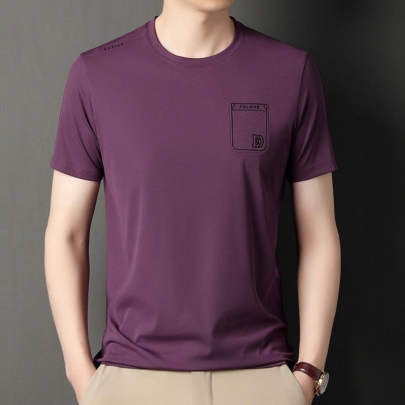 Tričko s krátkým rukávem Pánské letní tričko s kulatým výstřihem Ležérní Top Tenké elastické Minimalistické tričko s polovičním rukávem Muži