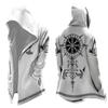 Men's Hooded Cape with Printed Pattern for Halloween Costume