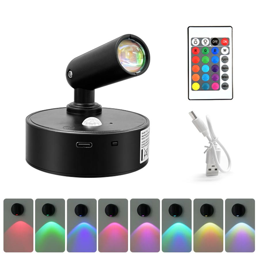 Motion Sensor LED Night Light RGB Rechargeable Wall Lamp Magnetic Spotlight Touch Dimmable Bedroom Bedside Lamps Room Decoration