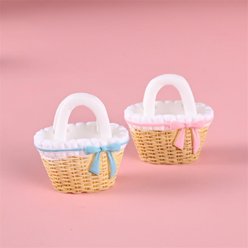 2/3Pcs Cute Dollhouse Miniatures Rattan Bamboo Flower Basket Models Doll House Accessories Decor Kids Pretend Play Toys Diy Gift