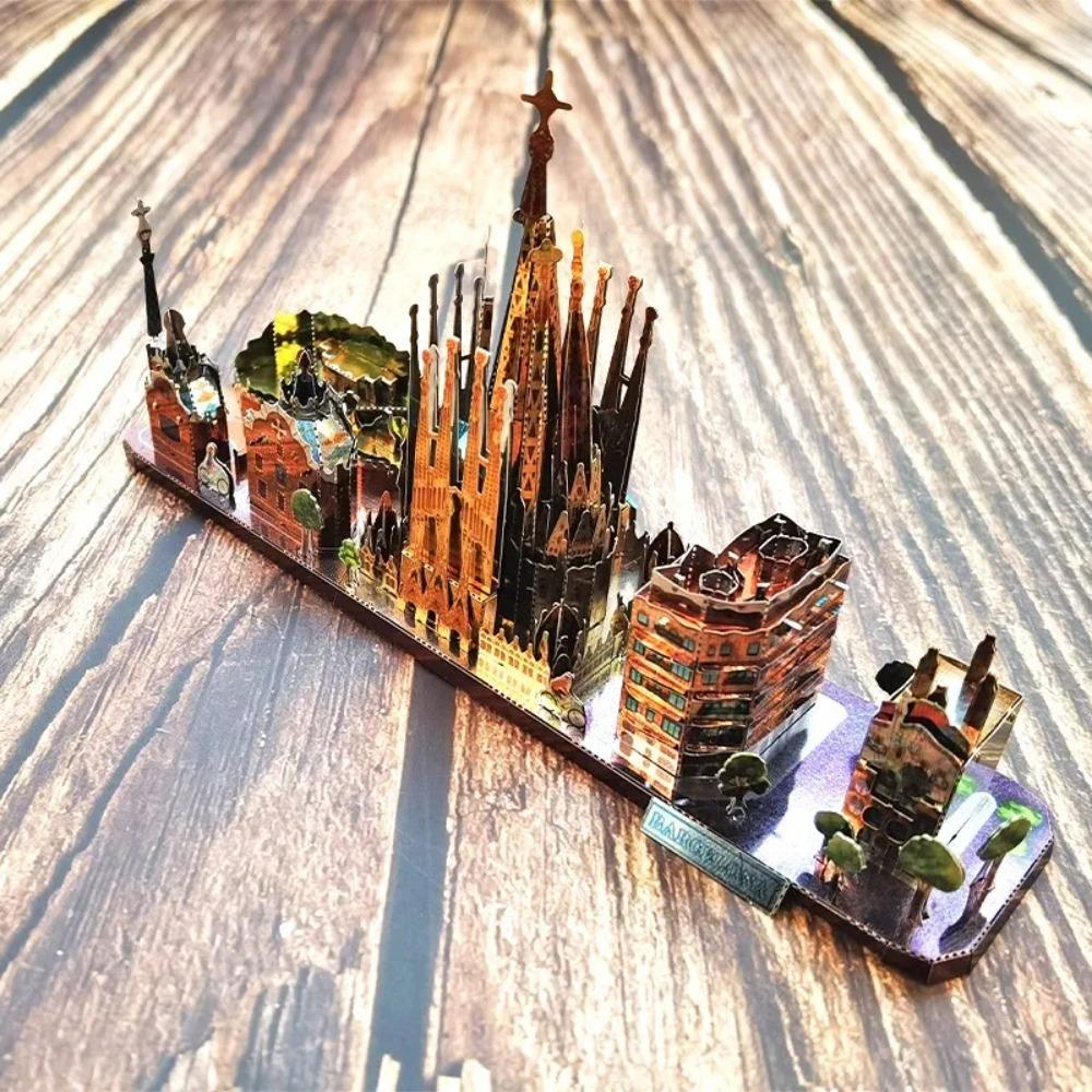 World Style City Skyline Architecture Street View 3D Metal Puzzle Paris Venice San Francisco Shanghai DIY Assembled Model Kits