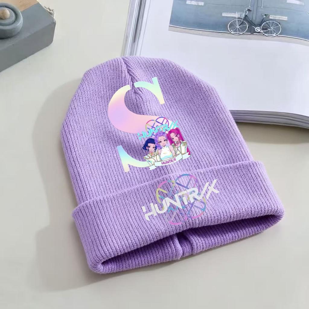 Kpop Dämonenjäger Kinder Strickmütze - A-Z Buchstabe/Anime Cartoon Beanie, Winterwarme Skullies für Kleinkind/Mädchen Geburtstagsgeschenk