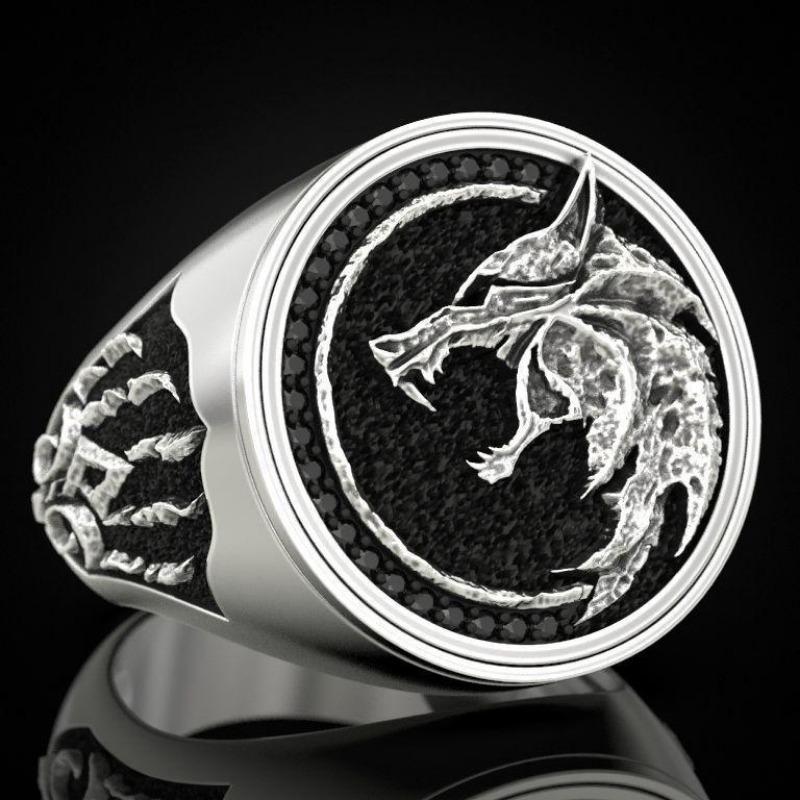 

Foydjew New Wizard Hunter Wolf Claw Rings European American Viking Warrior Retro Stainless Steel Двухцветное золотое мужское кольцо 13