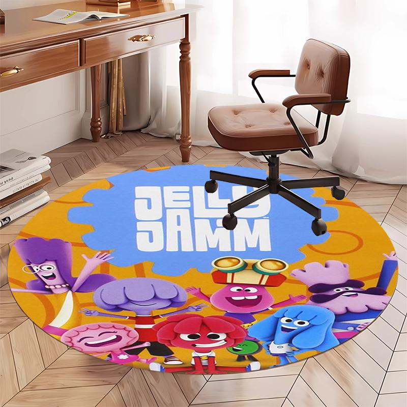 Jelly Jamm Printed Round Rug Carpet Chair Rug Area Rug Entryway Doormats,for Office Chair Living Room Bedroom Kitchen Room.