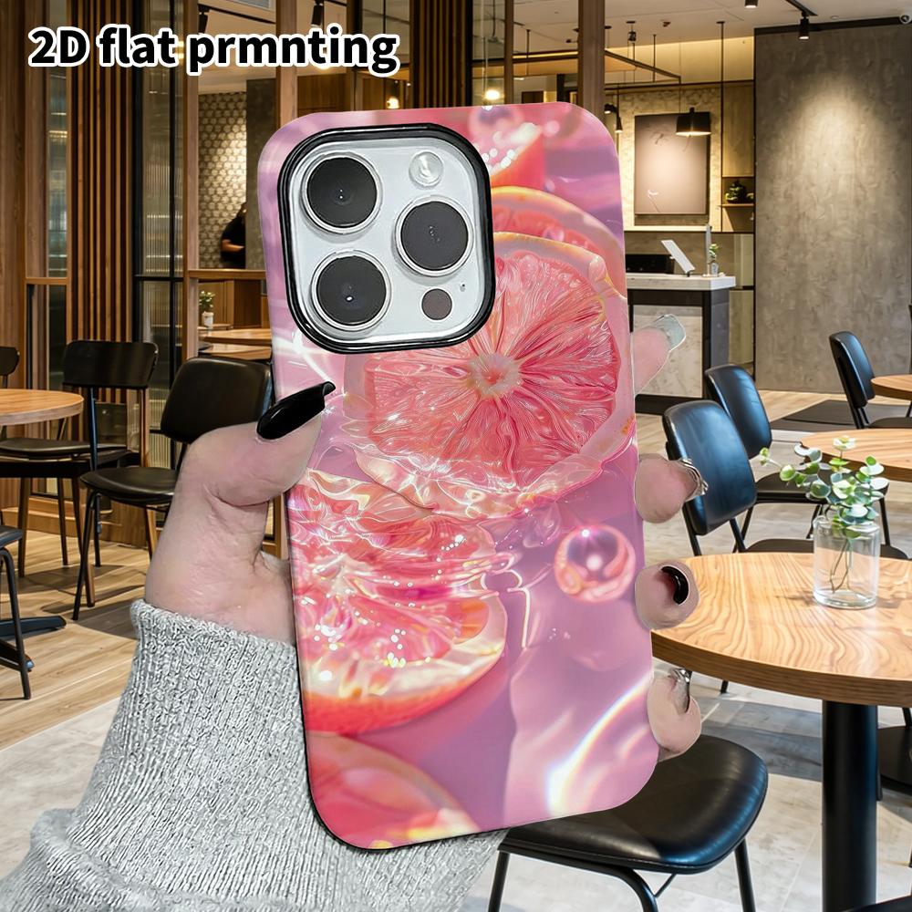 Phone Case: 2D Flat Suitable for iPhone 18 17 16 15 14 13 Pro Film Protective Case, Couple Style, Grapefruit Slice, Christmas and Halloween Holiday Gi