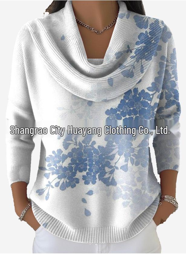 European & American 3D Printed Loose Knit Sweater - Autumn/Winter Collection