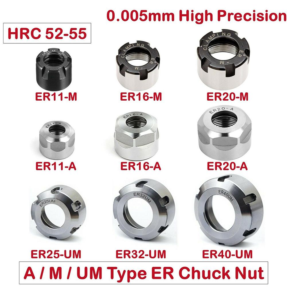 ER Series Clamping Nut Made of 20CrMoTi Chrome Steel for ER11 ER16 ER20 ER25 ER32 ER40 Milling Chucks and Machining