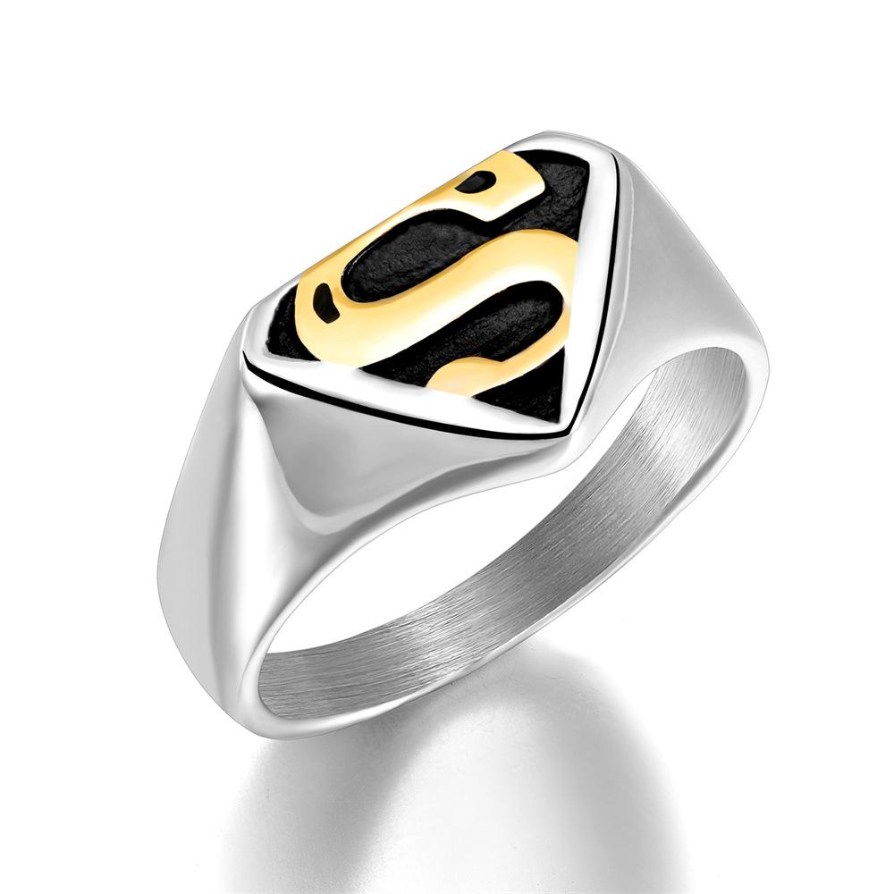 Creative Letter S Men s Stainless Steel Superman Ring Niche, Personalized Retro Devil s Eye Titanium Steel Ring 8