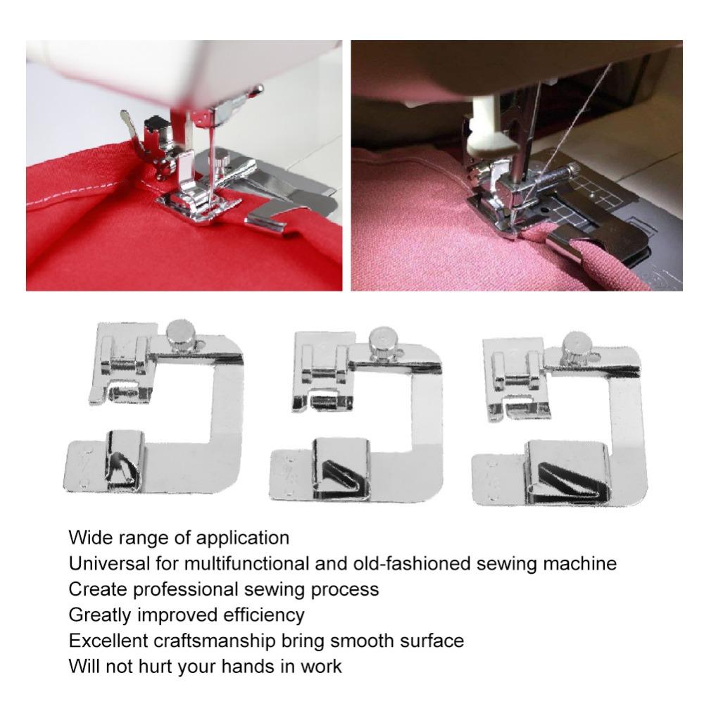 3pcs Professional Bias Tape Binder Foot Multifunctional Hemmer Foot Set  Household