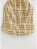 Women's Yellow Plaid Halter Vest & Elastic Waist Shorts Set - Summer 2026