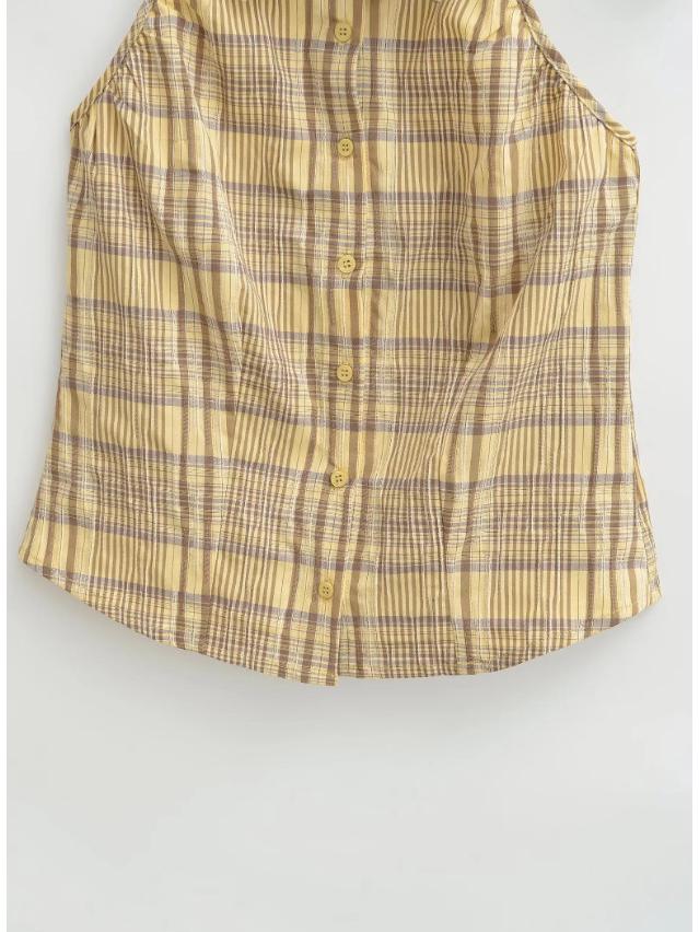 Women's Yellow Plaid Halter Vest & Elastic Waist Shorts Set - Summer 2026