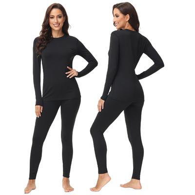 Autumn and Winter Thermal Underwear Round Neck Top and Leggings Women Set