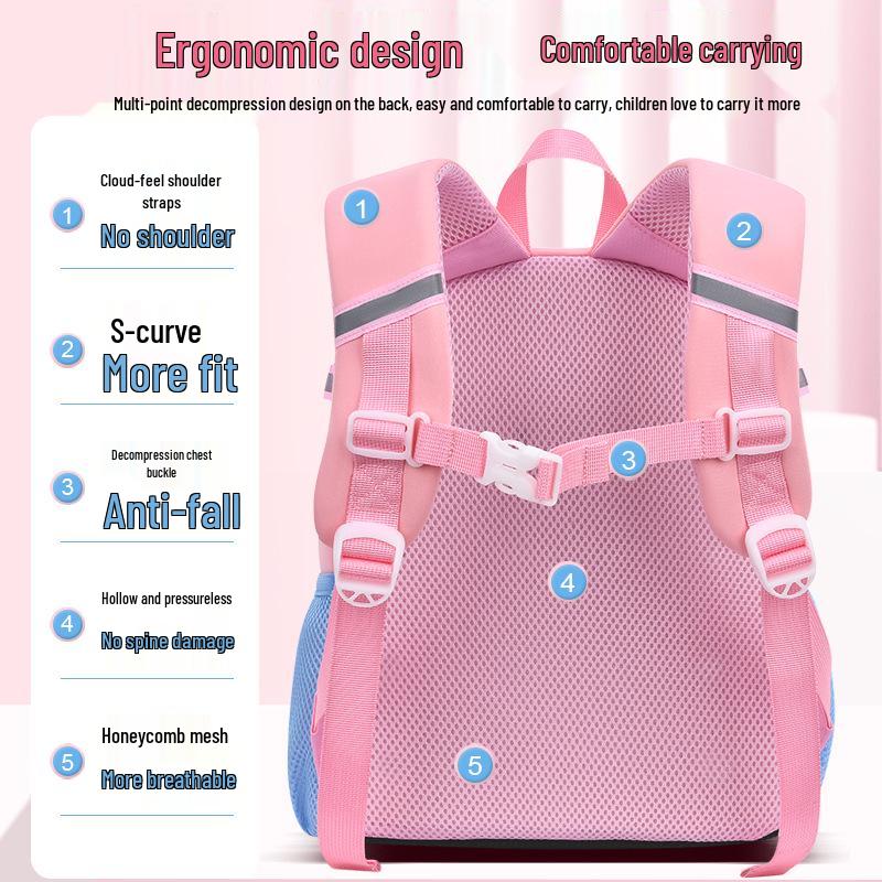 Neoprene Flower Rabbit Backpack: Girls' Spine-Friendly, High Capacity, Double Shoulder Kindergarten Bag