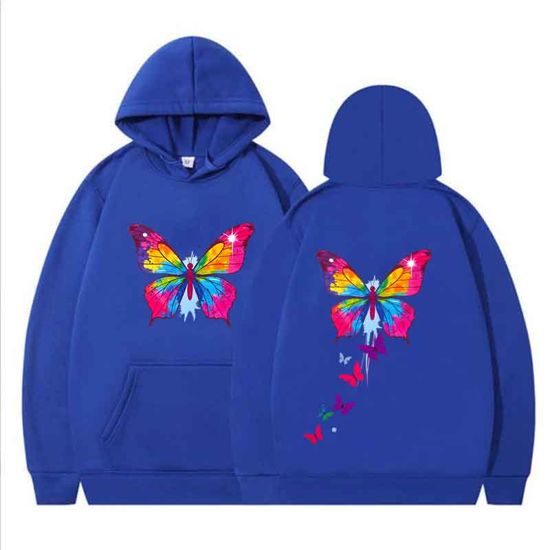 

Cool butterfly pattern Pattern Hoody Women Hip Hop Street Hoodies Trendy Pocket Clothes Vintage Multicolor Hoodie Spring Autumn 3XL