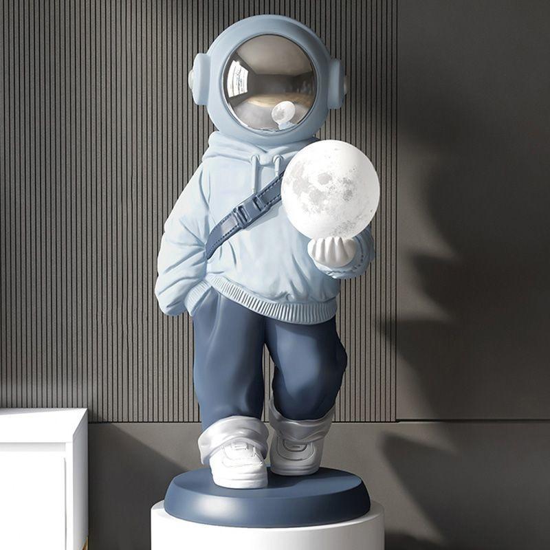 Astronaut Figurines Creative Miniatures with Moon Light Modern Sculptures Living Room Ornaments Home Decoration Accessories
