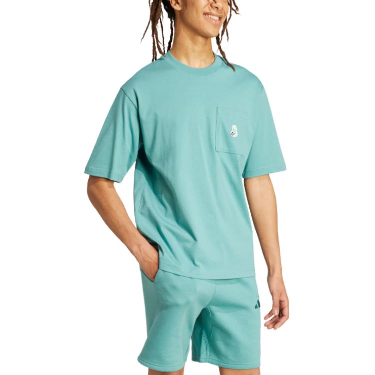 adidas SS25 Dog Soccer Patch Pocket T-Shirt Men Tops Powder-Green JL9235