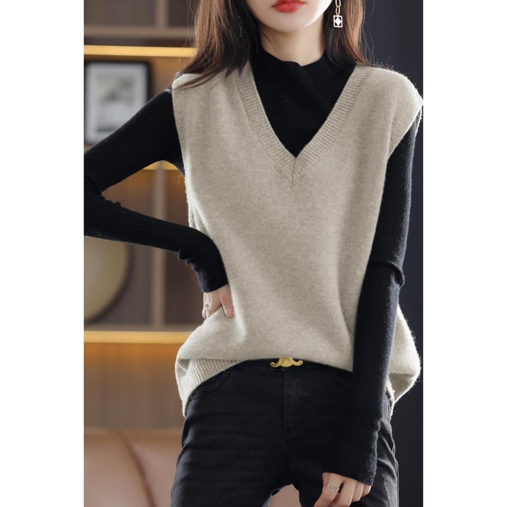 SeiunAn Knit Perfect for and This Solid Color Top with Sleeveless Design Is Stylish and Loose Perfect for or This Gilet Is Perfect for Office or