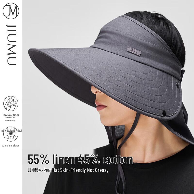 JIUMU Men s Linen Visor Sun Hat with Neck & Face Protection One Size