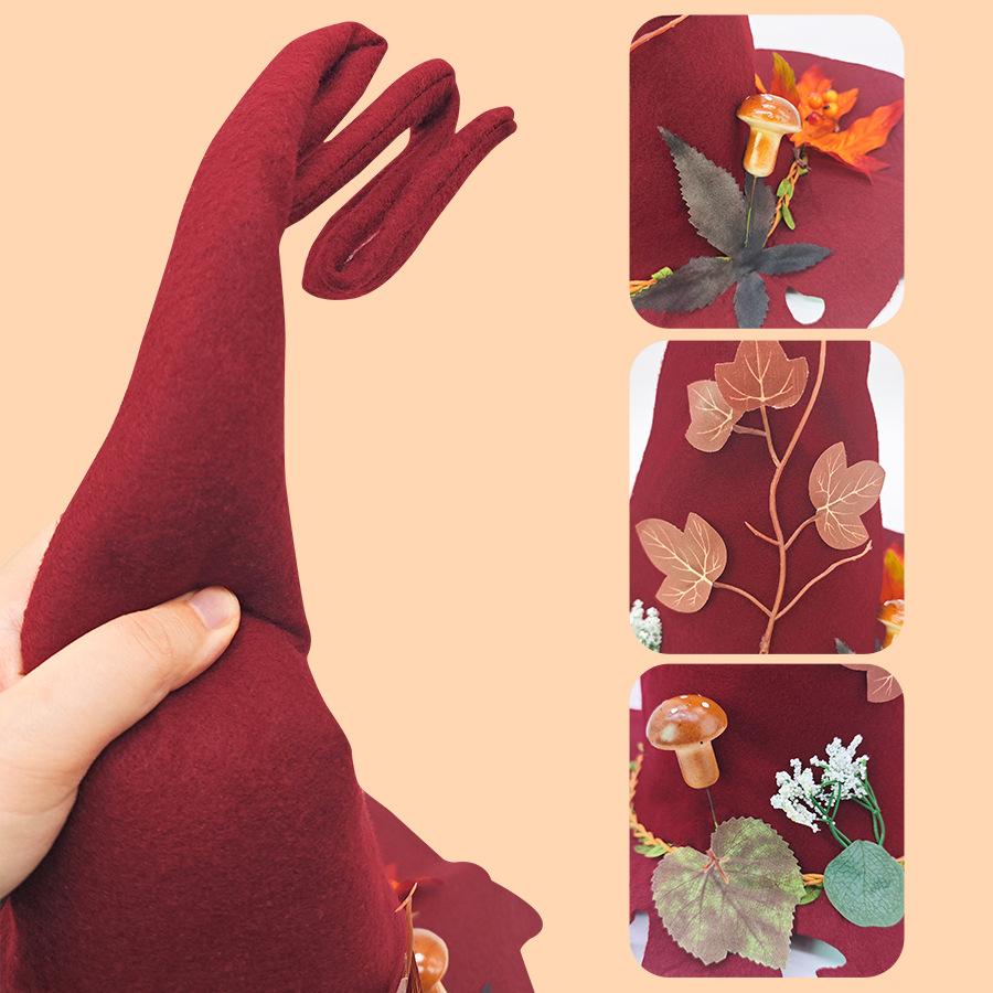 Party Decorations, Halloween Witch Hat, Witch Hat, Red Leaf Hat, Halloween Party, Felt Pointed Hat, Felt Material, Cosplay Props