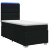 LED Box Spring Bed with Mattress Black 100 X 200 Cm Fabric