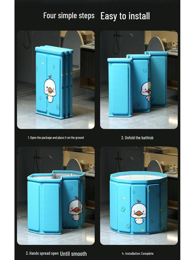 Foldable No-Installation Thickened Cotton-Padded Soaking Tub for Adults