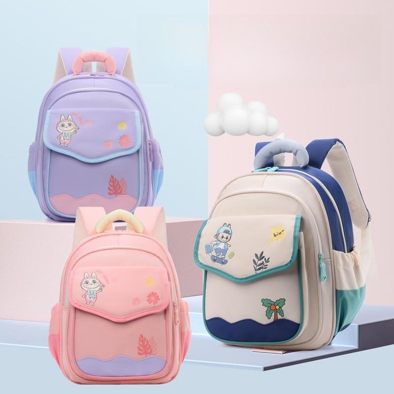 Kids School Backpack With Cartoon Pattern And Nylon Material For Preschoolchildren