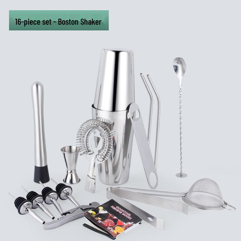 Stainless Steel Bartender Set: Boston Shaker & Cocktail Tools