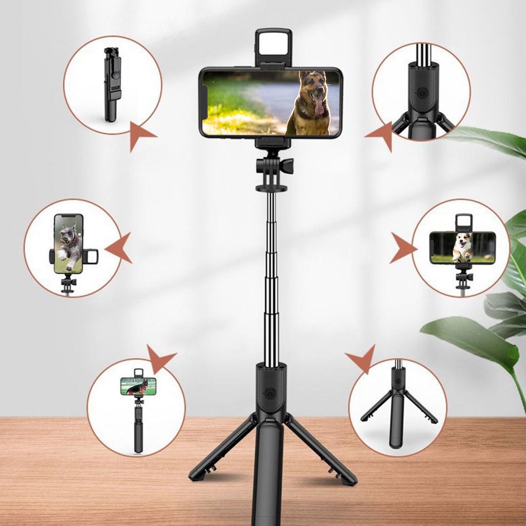 Extendable Mobile Phones Tripod with Rechargeable Wireless Remote Shutter Multifunctional Smartphones Holder Stand