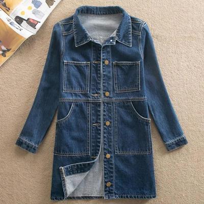 Spring Autumn Women's Denim Jacket Loose Casual Long Sleeve Jeans Outwear Plus Size 6XL Ladies Multi-pocket Windbreaker Coat