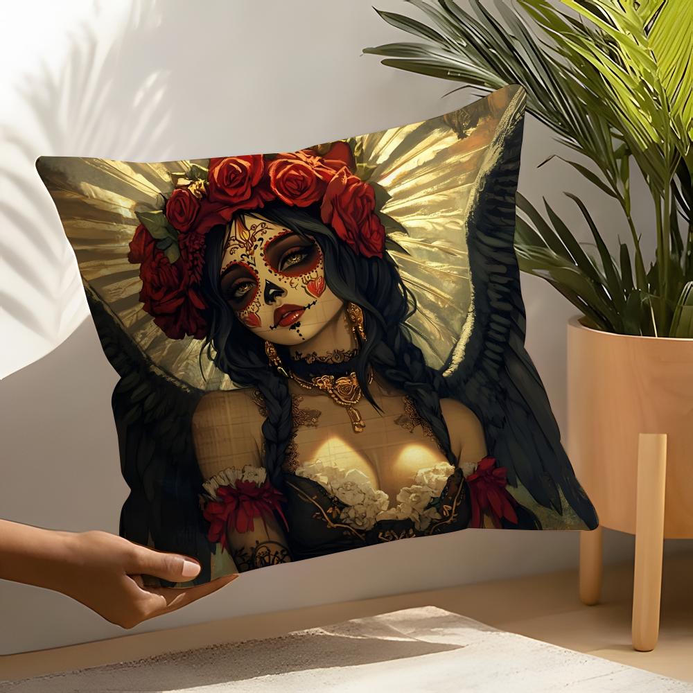 Festival Day Of The Dead Art 4 Pillow Case Linen Cushion Covers For Decorative Sofa Home Pillows Case Car Chair Pillows Cases